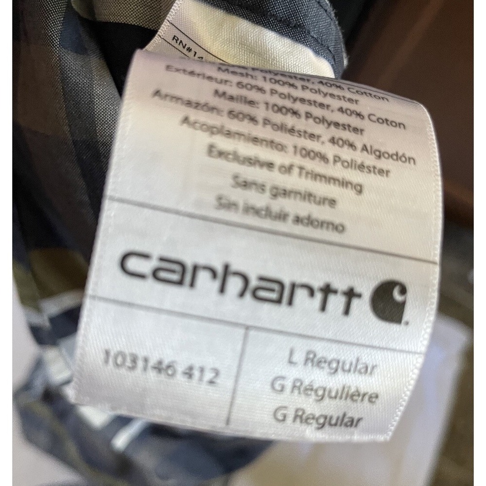 Carhartt RCE Men's Short Sleeve Sz L Button Blue Plaid Relax Fit Side Zip Pocket - Picture 8 of 8